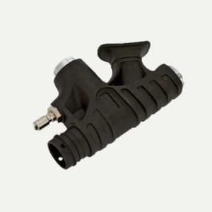 Inflator with metal buttons